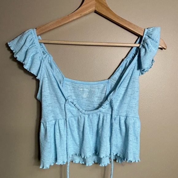 Women's Light Blue Ruffle Top - Picture 3 of 5